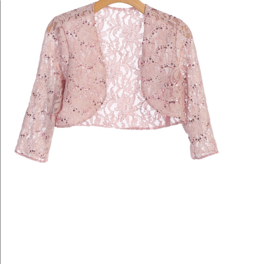 NWT Rose Pink Lace 3/4 Sleeves Bolero Jacket